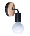 POWERTECH φωτιστικό τοίχου HLL-0017, E27, ξύλο-μέταλλο, μαύρο