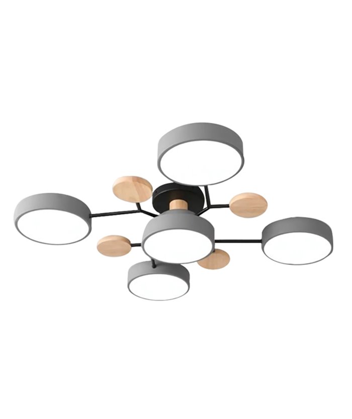 POWERTECH LED φωτιστικό οροφής HLL-0045, 60W, 4800lm, 5x Φ18cm, γκρι