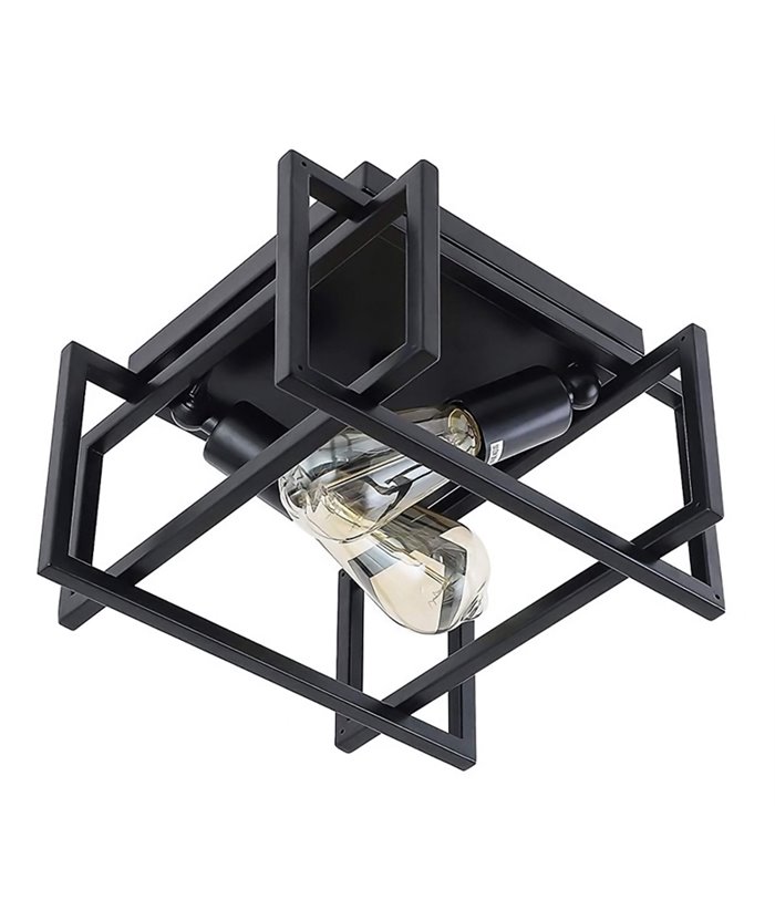 POWERTECH φωτιστικό οροφής HLL-0054, 2x E27, 16x29cm, μεταλλικό, μαύρο