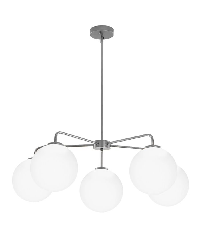 POWERTECH φωτιστικό οροφής HLL-0056, 5x E27, 80cm, μεταλλικό, ασημί