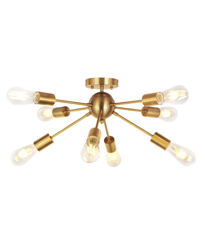 POWERTECH φωτιστικό οροφής HLL-0061, 8x E27, 32x53cm, μεταλλικό, χρυσό