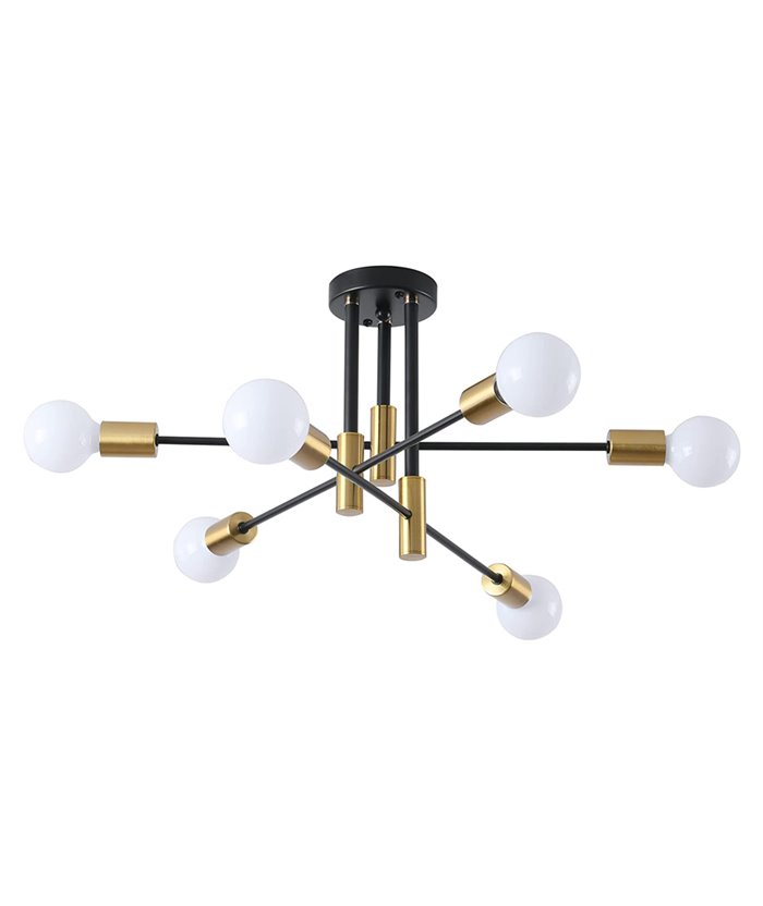 POWERTECH φωτιστικό οροφής HLL-0089, 6x E27, μεταλλικό, χρυσό