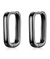 BAMOER σκουλαρίκια οβάλ κρίκοι BSE478-D, ασήμι 925, μαύρα