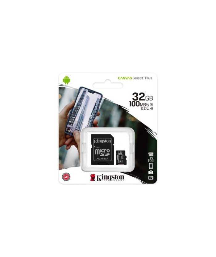 KINGSTON SDCS2/32GB CANVAS SELECT PLUS 32GB MICRO SDHC 100R A1 C10 CARD + SD ADAPTER