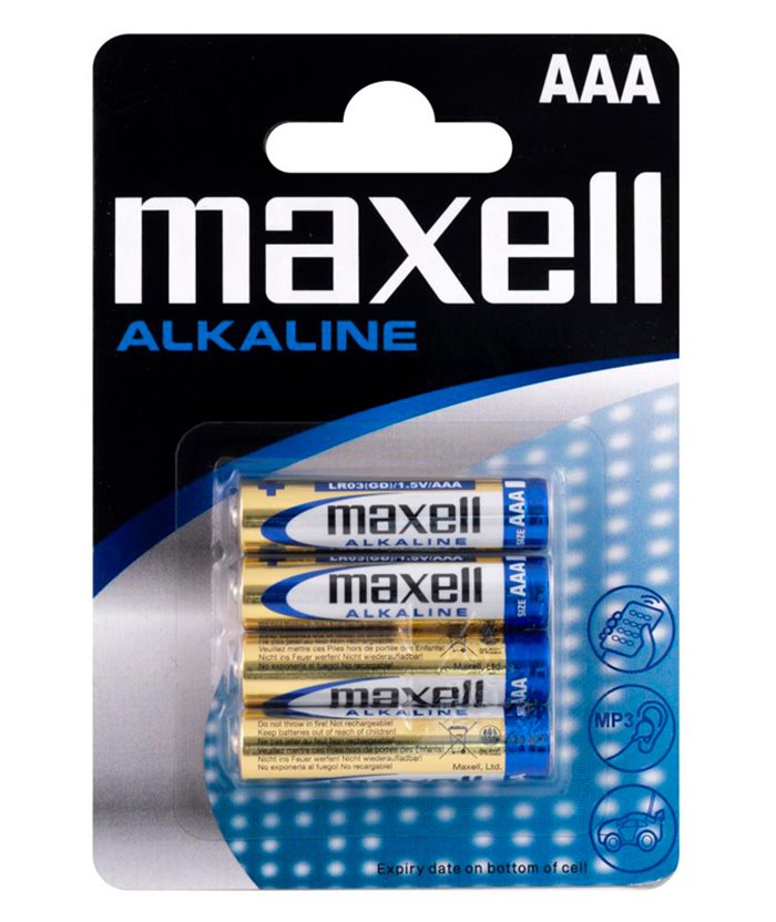 MAXELL αλκαλικές μπαταρίες AAA LR03 MN2400, 1.5V, 4τμχ
