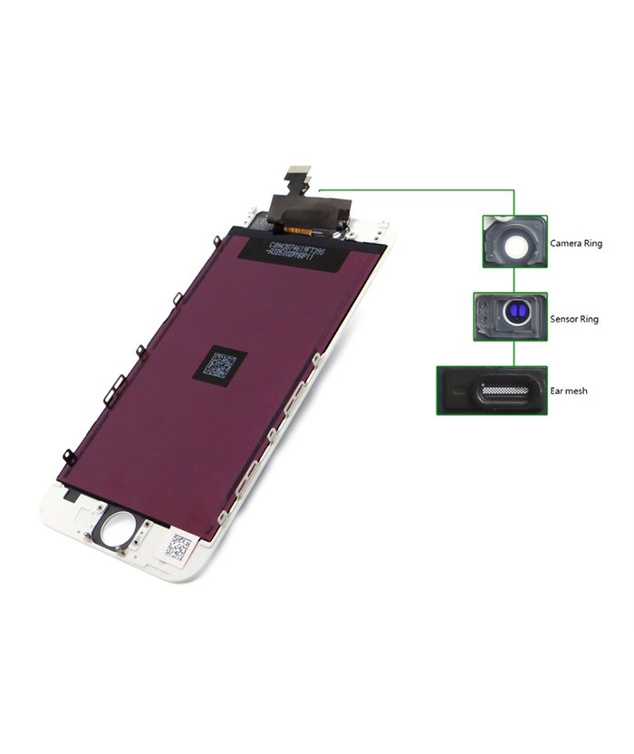 TIANMA High Copy LCD iPhone 6G Plus, Camera-Sensor ring, ear mesh, White