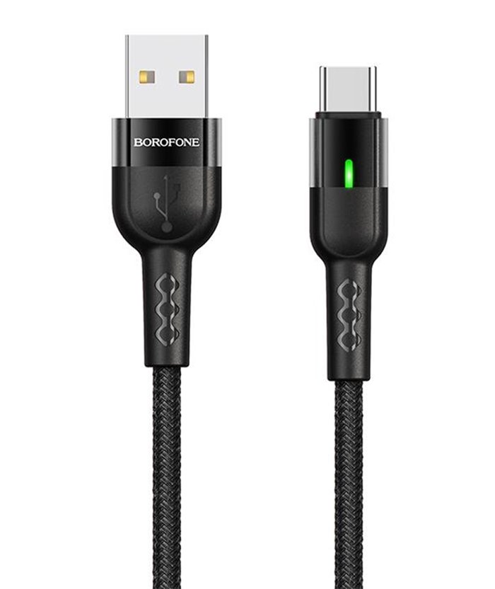 BOROFONE καλώδιο USB σε Type-C BU17, LED, 2.4A, 1.2m, μαύρο
