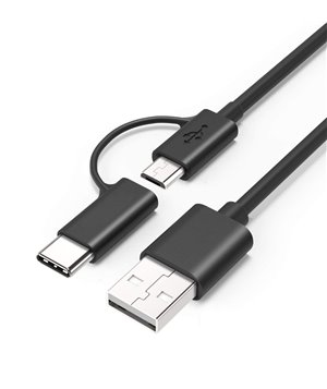 POWERTECH Καλώδιο USB 2.0(A) σε USB Micro & Type-C, 1.5m, μαύρο