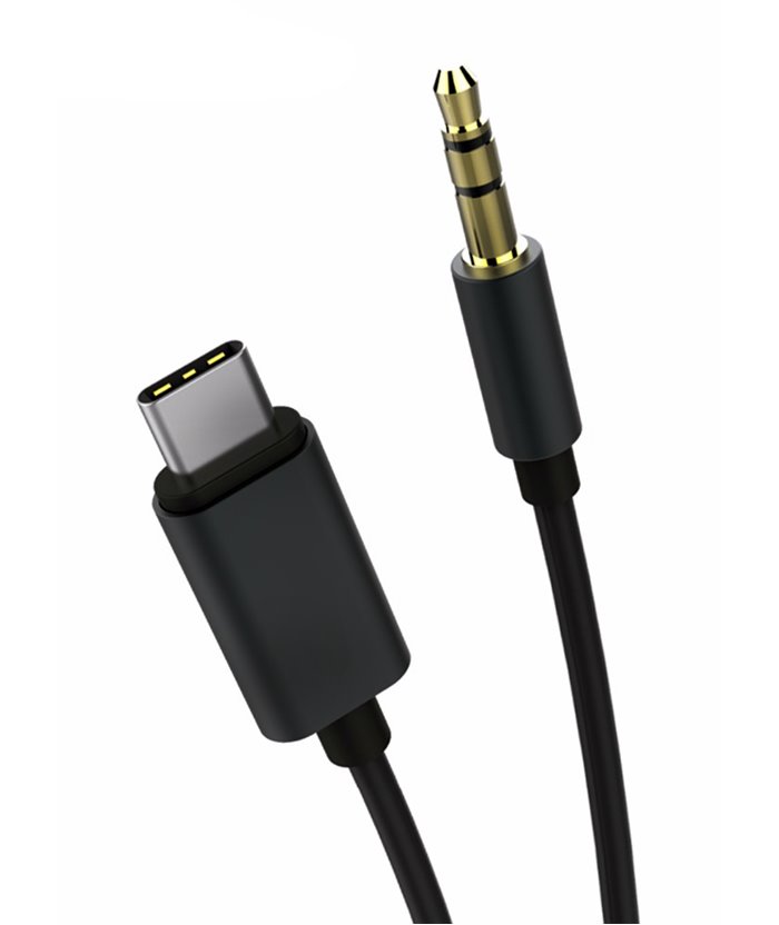 POWERTECH Καλώδιο USB Type-C σε jack 3.5mm ,1m, Black