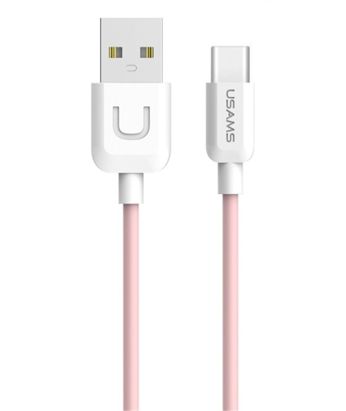 USAMS Καλώδιο USB σε Type-C US-SJ099 U-Turn, 1m, ροζ