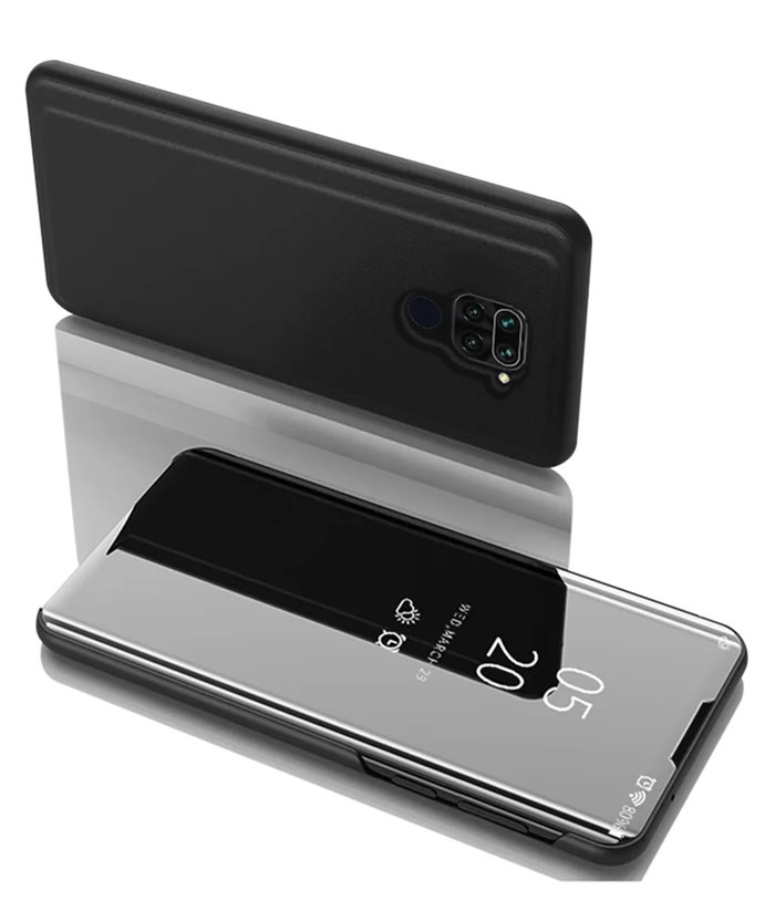 POWERTECH θήκη Clear view MOB-1574, Redmi Note 9, μαύρη