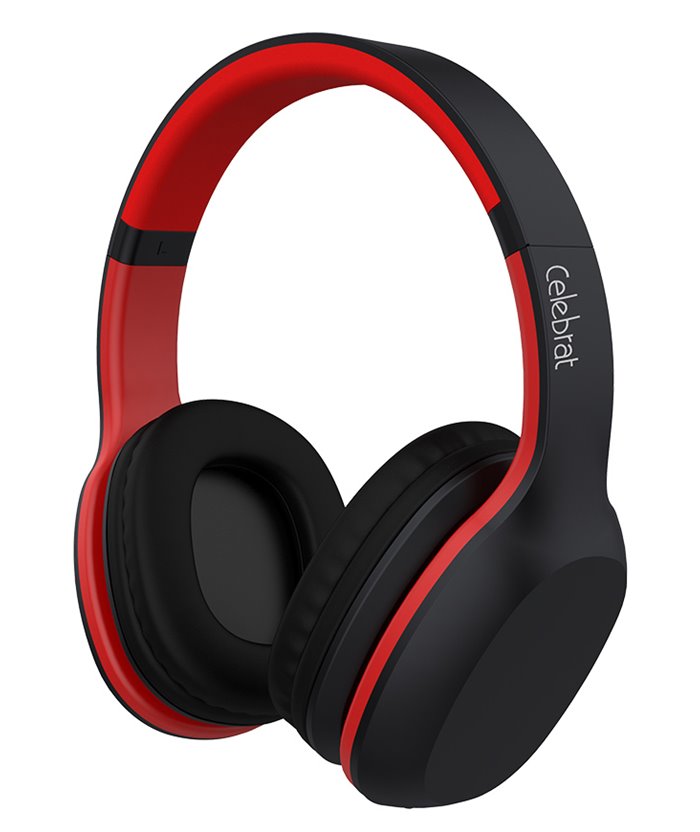 CELEBRAT Bluetooth headphones A18-BKRD, wireless & wired, μαύρο-κόκκινο