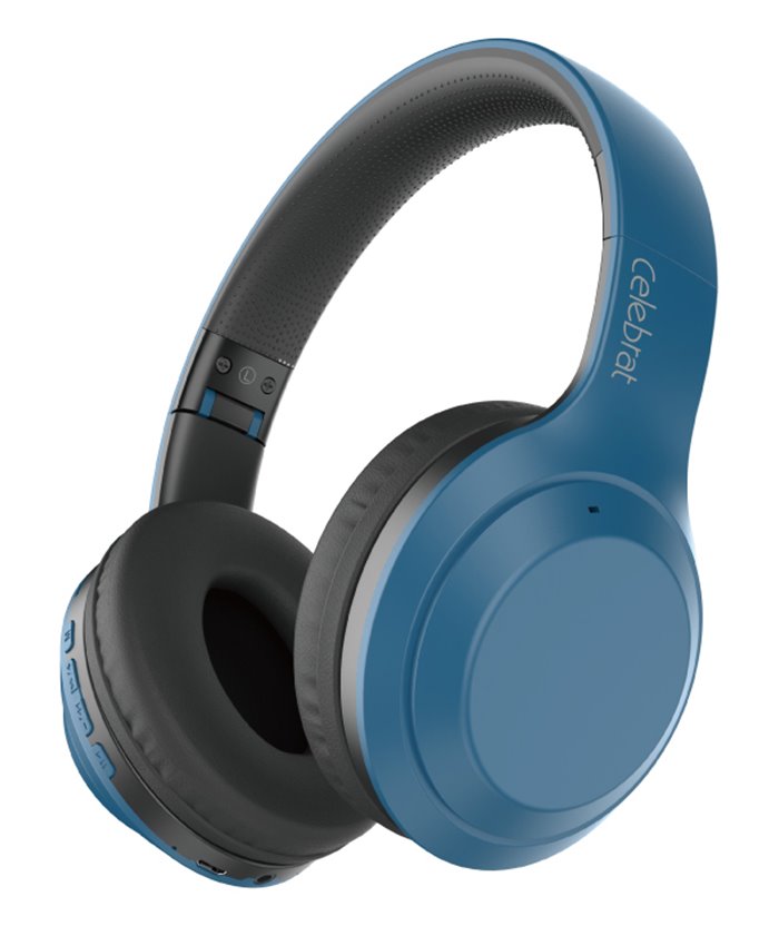 CELEBRAT headphones A24, wireless & wired, BT 5.0, 40mm, μπλέ