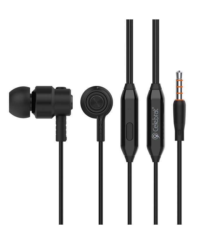 CELEBRAT Earphones CLB-V1-BK με μικρόφωνο, 10mm, 3.5mm, 1.2m, μαύρα