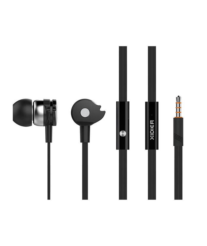 CELEBRAT Earphones με μικρόφωνο D1, on/off, 10mm, 1.2m flat, μαύρα