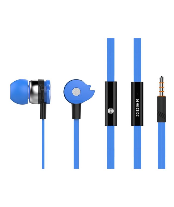 CELEBRAT Earphones με μικρόφωνο D1, on/off, 10mm, 1.2m flat, μπλε
