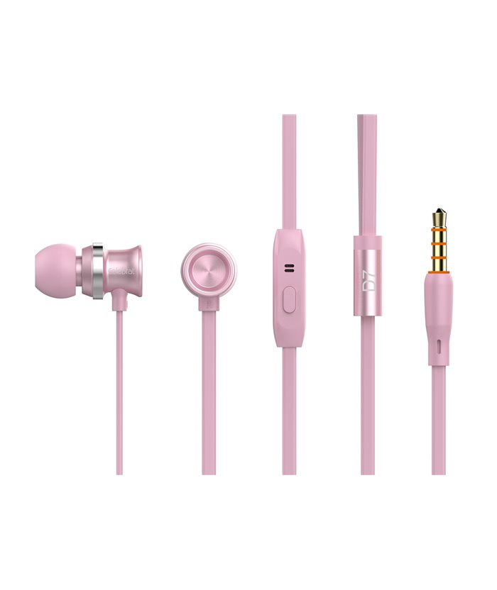 CELEBRAT Earphones με μικρόφωνο D7, on/off, 10mm, 1.2m, ροζ χρυσό