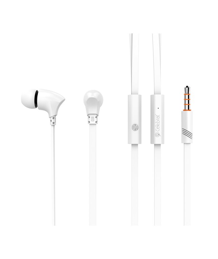 CELEBRAT Earphones με μικρόφωνο G3, on/off, 10mm, 1.2m, λευκά