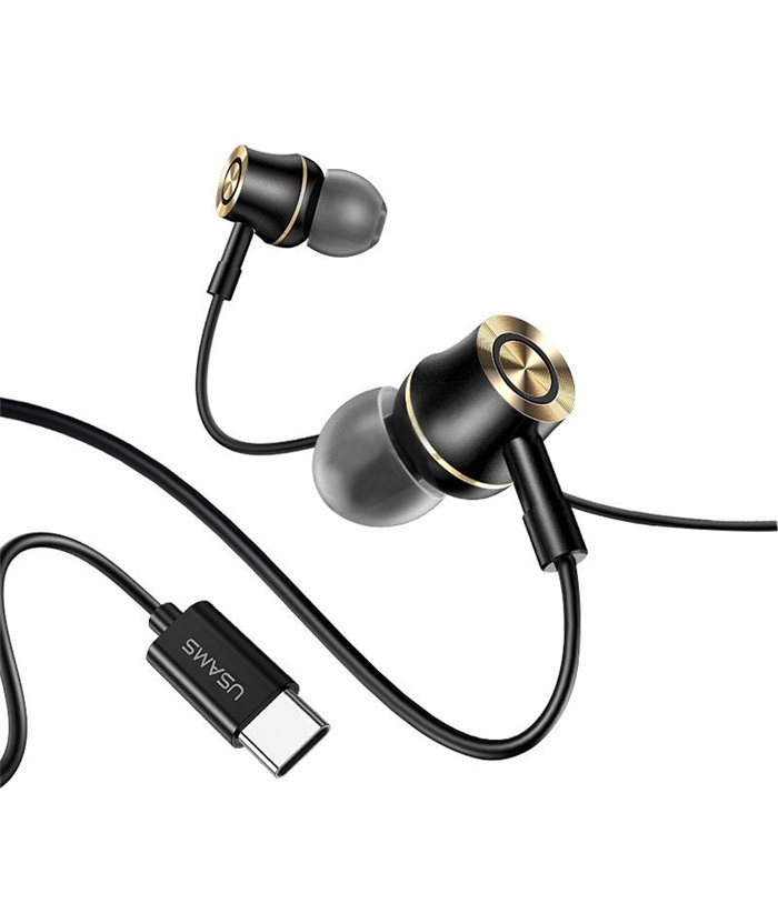 USAMS earphones με μικρόφωνο US-SJ482, Type-C, 10mm, 1.2m, μαύρα USAMS earphones με μικρόφωνο US-SJ482, Type-C, 10mm, 1.2m, μαύρα