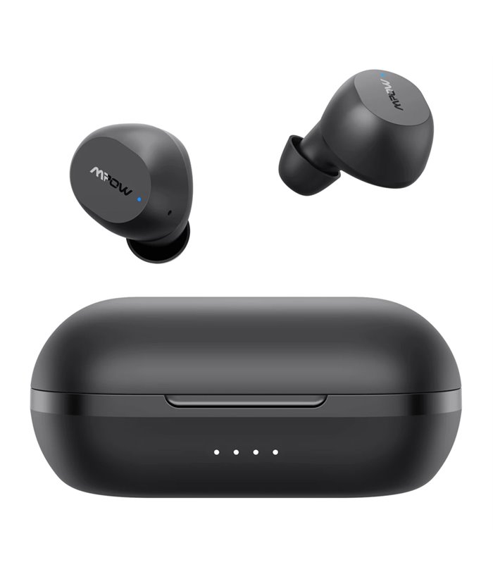 MPOW earphones M12 με θήκη φόρτισης, True Wireless, μαύρα
