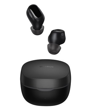 BASEUS earphones ENCOK WM01, true wireless, με θήκη φόρτισης, μαύρα