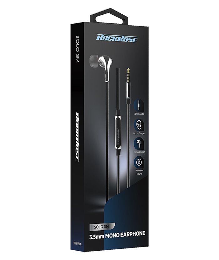 ROCKROSE single earbud με μικρόφωνο Solo SM, 3.5mm, 1.2m, γκρι