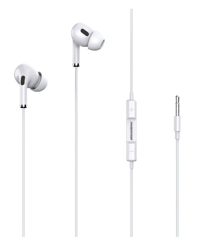 ROCKROSE earphones με μικρόφωνο Solo MC Neo, 3.5mm, 1.2m, λευκά