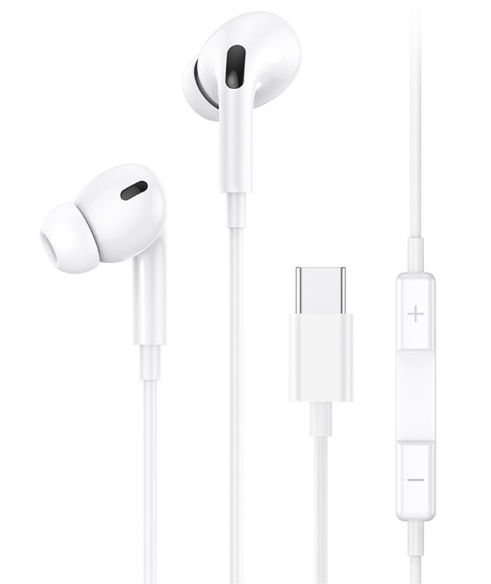USAMS earphones με μικρόφωνο EP-41, USB Type-C, 10mm, 1.2m, λευκά