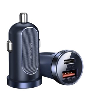 JOYROOM φορτιστής αυτοκινήτου C-A08, USB + Type-C, 30W, μπλε