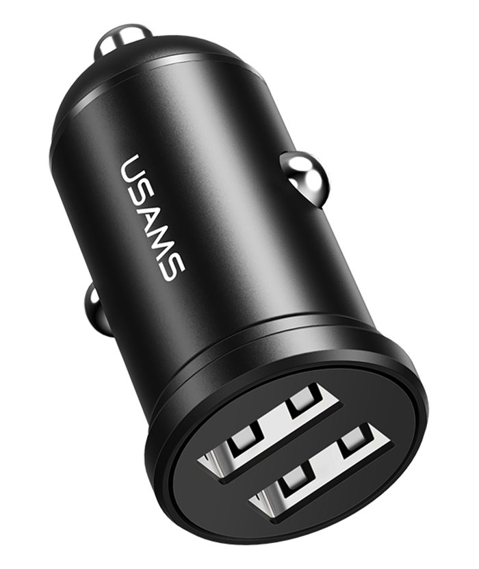 USAMS φορτιστής αυτοκινήτου C20, 2x USB, 2.4A, μαύρο