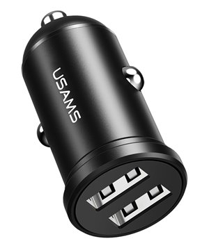 USAMS φορτιστής αυτοκινήτου C20, 2x USB, 2.4A, μαύρο