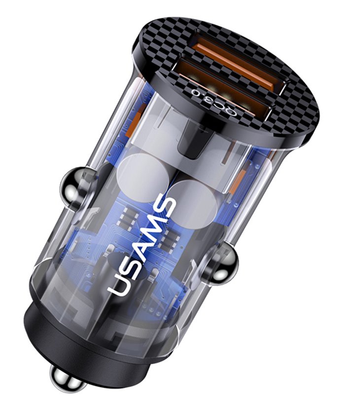 USAMS USB φορτιστής αυτοκινήτου US-CC122, 2x USB, 36W, διάφανος