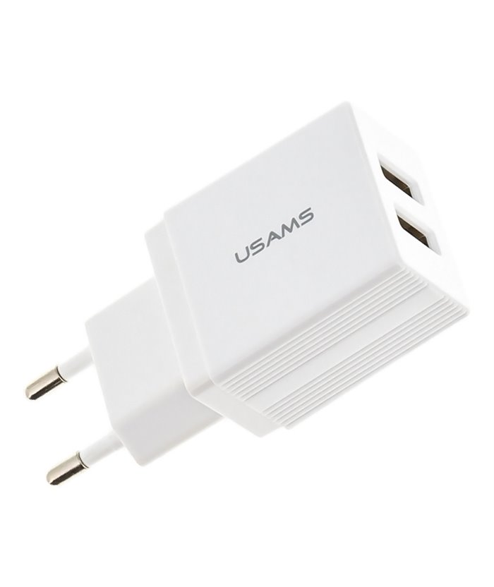 USAMS φορτιστής τοίχου T24 US-CC090, 2x USB, 2.1A, λευκός