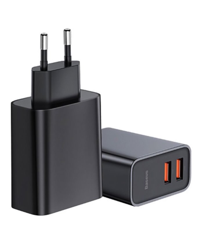 BASEUS φορτιστής τοίχου CCFS-E01, 2x USB, QC3.0 U+U 30W, μαύρο