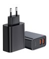 BASEUS φορτιστής τοίχου CCFS-E01, 2x USB, QC3.0 U+U 30W, μαύρο