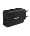 PHILIPS φορτιστής τοίχου DLP2620-12, 2x USB, 17W, μαύρος