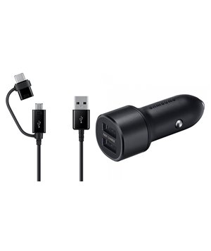 SAMSUNG φορτιστής αυτοκινήτου EP-L1100, Micro USB/Type-C, 15W, μαύρος