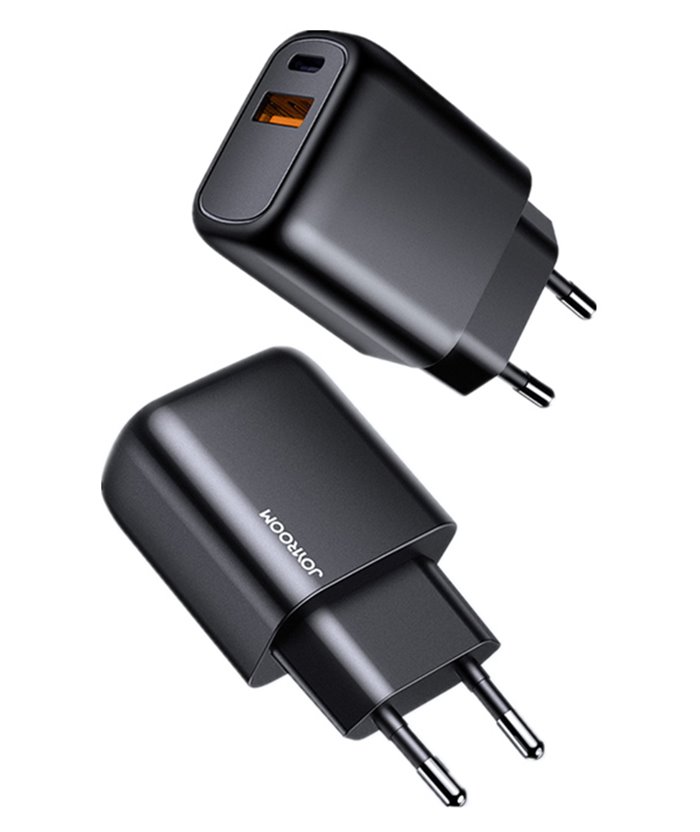 JOYROOM φορτιστής τοίχου L-QP204, USB + Type-C, 3A, μαύρος