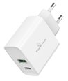 POWERTECH φορτιστής τοίχου PT-925, USB & Type-C, PD QC 3.0, 20W, λευκός