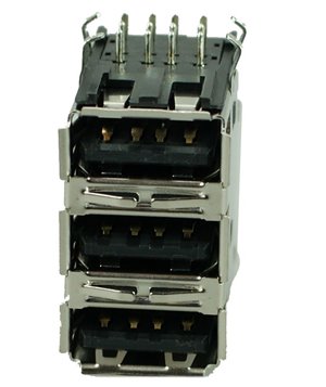 USB 2.0 Connector Triple, up, Silver/Black