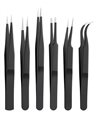 GOOBAY σετ τσιμπίδες 41256, ανοξείδωτες, αντιστατικές, μαύρο, 6τμχ