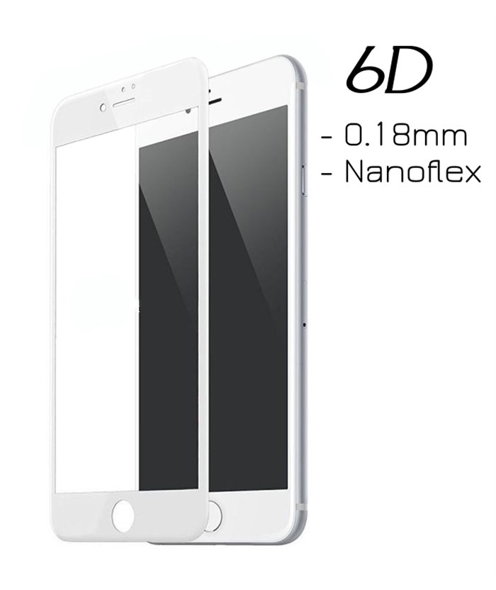 POWERTECH Tempered Glass 6D (0.18MM), Flex, Full Glue, iPhone 7 & 8, WH