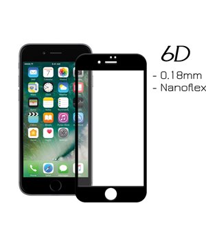 POWERTECH Tempered Glass 6D 0.18MM, Flex, Full Glue, iPhone 7 & 8, Black