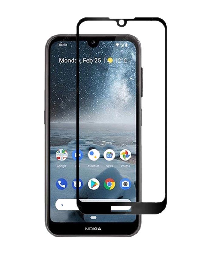 POWERTECH Tempered Glass 5D, Full Glue, Nokia 2.2, μαύρο