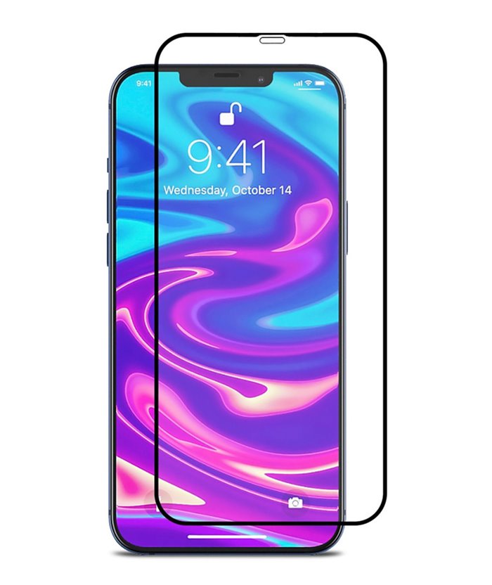 POWERTECH Tempered Glass 5D, full glue, iPhone 12 Pro, μαύρο