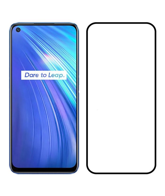 POWERTECH Tempered Glass 5D, full glue, Realme 6 2020, μαύρο