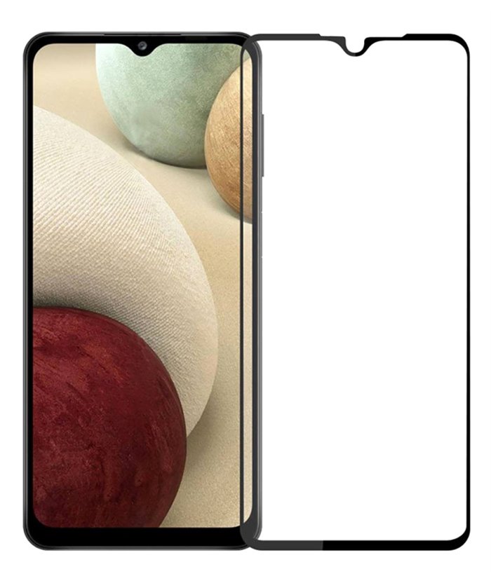POWERTECH tempered glass 5D, full glue, Samsung A12 2021, μαύρο