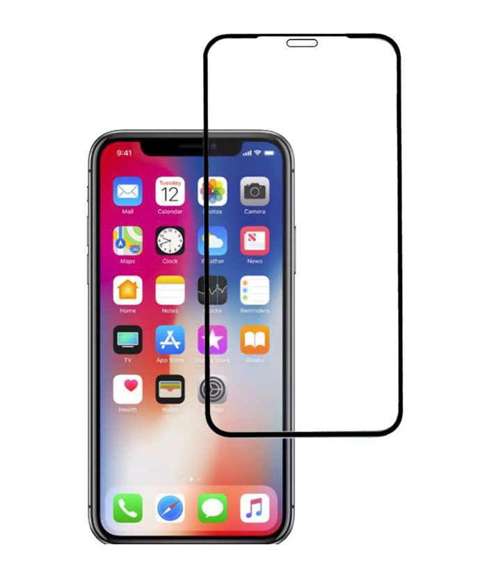 POWERTECH Tempered glass High series, full glue, iPhone ΧS, μαύρο