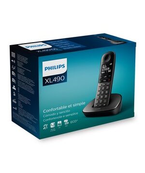 PHILIPS ασύρματο τηλέφωνο XL4901DS/34, με ελληνικό μενού, μαύρο