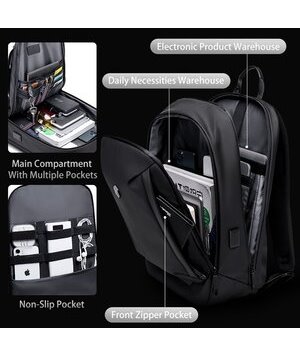 ARCTIC HUNTER τσάντα πλάτης B00443-BK με θήκη laptop 15.6, μαύρη